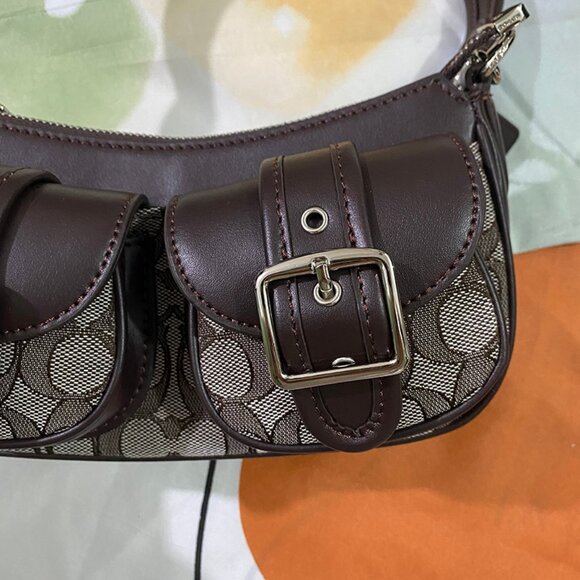 Black Coach Double Pocket Shoulder Bag - Picture 4 of 14